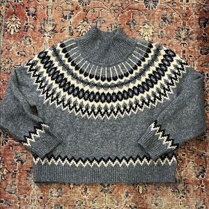 Gap Blue Gray Fair Isle Mockneck Sweater